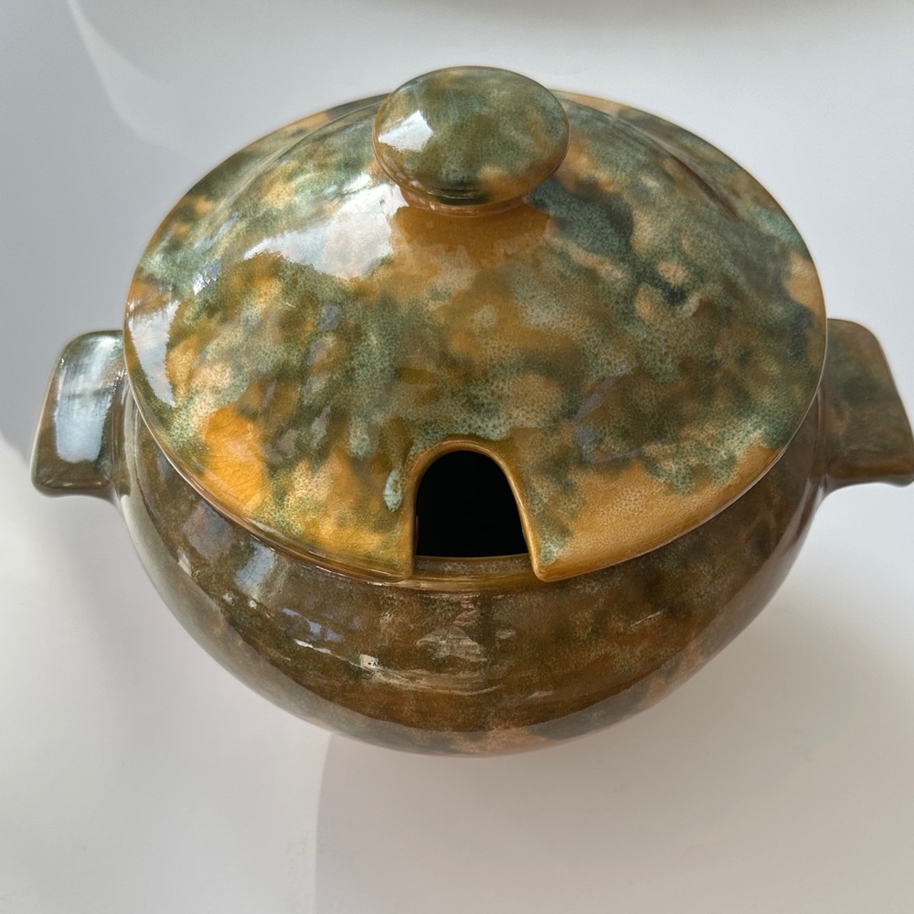 - Green and Brown vintage lidded soup terren by Beauceware,Canada